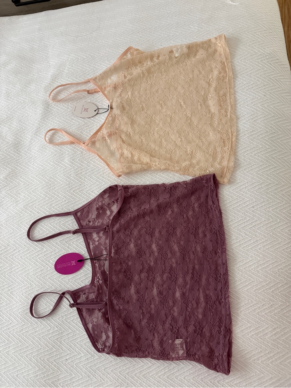 Lace Camisole Tank Top - Blush and Plum